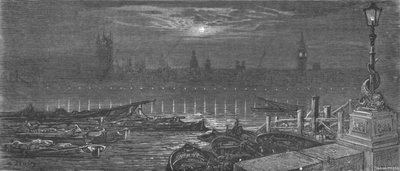 Le case del Parlamento di notte, 1872 da Gustave Dore