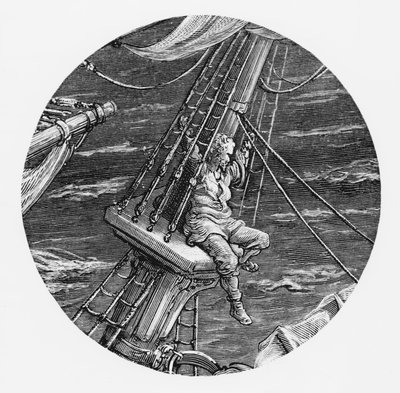 Il marinaio in alto sul ponte della nave, scena da 