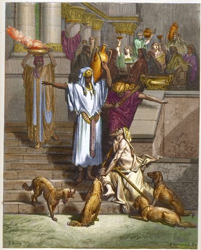 La parabola del ricco e del mendicante Lazzaro - Incisione da 