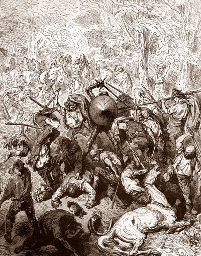 La lotta contro i mulattieri di Yanguas Incisione di Gustave Doré (1832-1883) per 