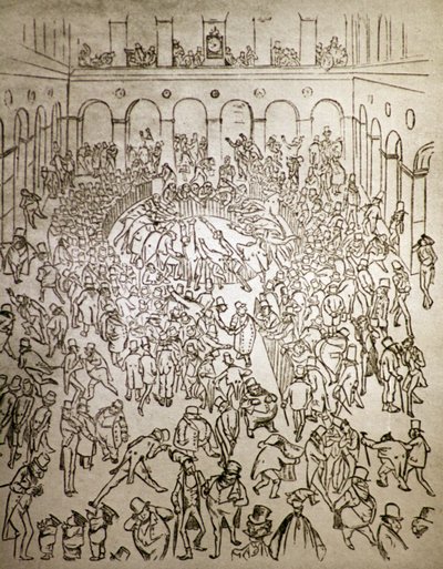 Il mondo capitalista frenetico alla Borsa di Parigi, di Gustave Doré da Gustave Dore
