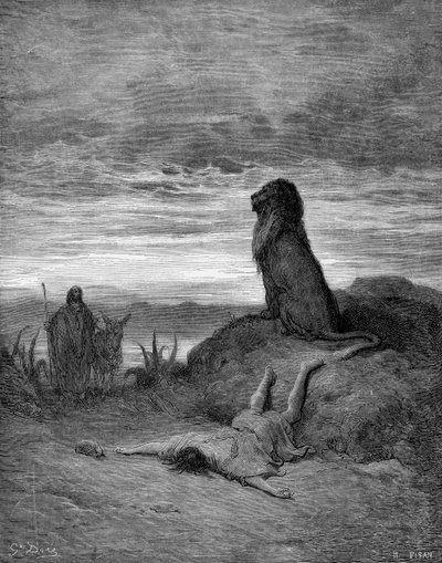Il profeta ucciso da un leone da Gustave Dore