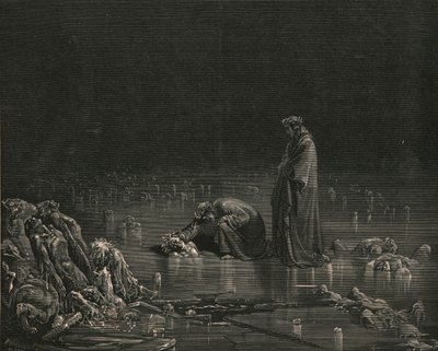 Poi afferrando il suo cuoio capelluto, gridai: Dì il tuo nome, o non resterà un capello da Gustave Dore