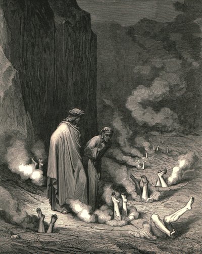 Lì stavo come il frate, che confessa un disgraziato condannato per omicidio da Gustave Dore