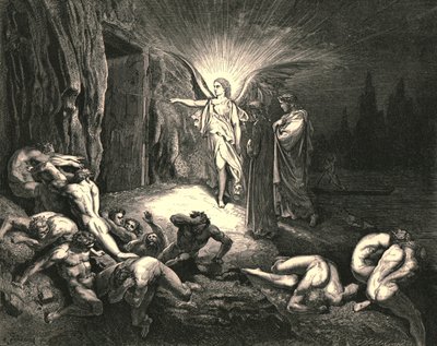 Alla porta arrivò, e con la sua bacchetta la toccò, c1890 da Gustave Dore