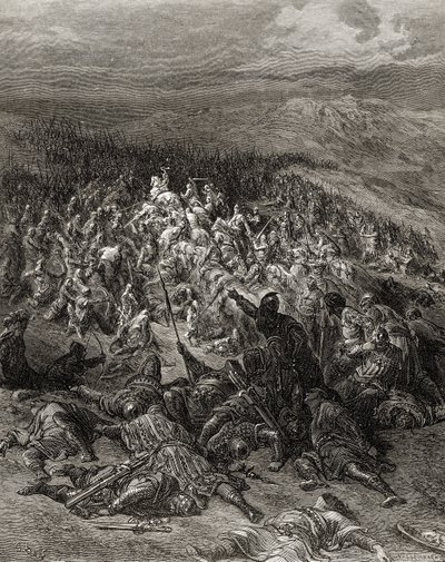 Duecento cavalieri attaccano ventimila saraceni, illustrazione da 