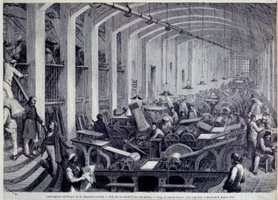 Veduta della galleria delle macchine da stampa di Charles Lahure da Gustave Dore