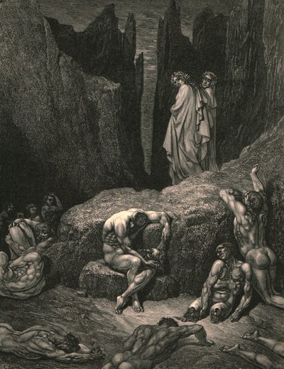 Perché fissi ancora lo sguardo in basso tra le ombre mutilate e miserabili, c1890 da Gustave Dore