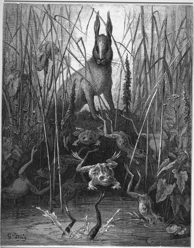 La lepre e la rana - da "Favole" di Jean de La Fontaine da Gustave Dore