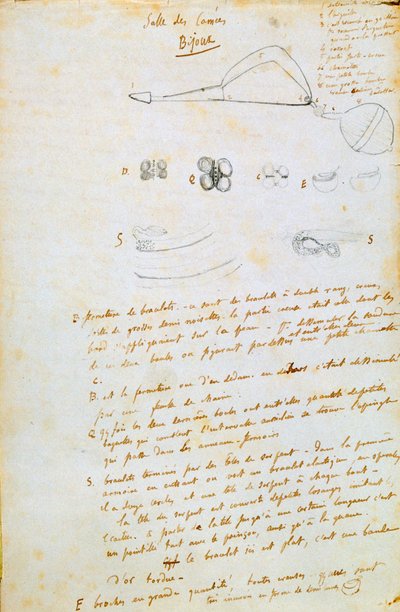Disegni di gioielli per Salammbô, c1858 da Gustave Flaubert