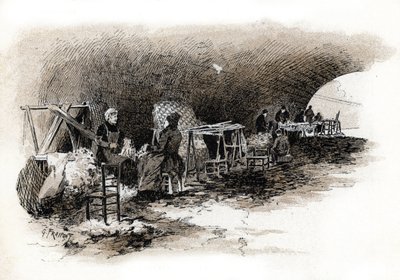 Cardatori sotto il Pont Marie, Parigi da Gustave Fraipont