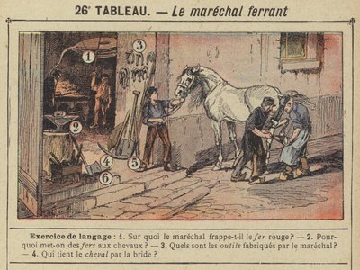 Il maniscalco (litografia a colori) da Gustave Fraipont