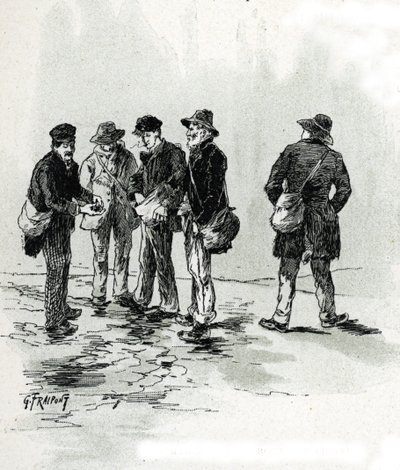 I mercanti di mozziconi di sigaro nel quartiere Maubert, Parigi. Disegno di Gustave Fraipont (1849-1923) tratto da 