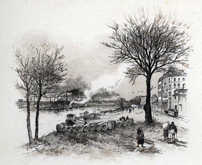 Veduta di Ivry sur Seine (Ivry-sur-Seine) Disegno di Gustave Fraipont (1849-1923) da Saint-Juirs da Gustave Fraipont
