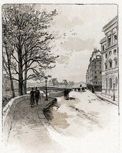 Veduta del Quai des Orfevres, Ile de la Cite, Parigi da Gustave Fraipont