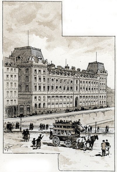 Veduta del dipartimento di polizia sul quai des Orfèvres, Parigi da Gustave Fraipont
