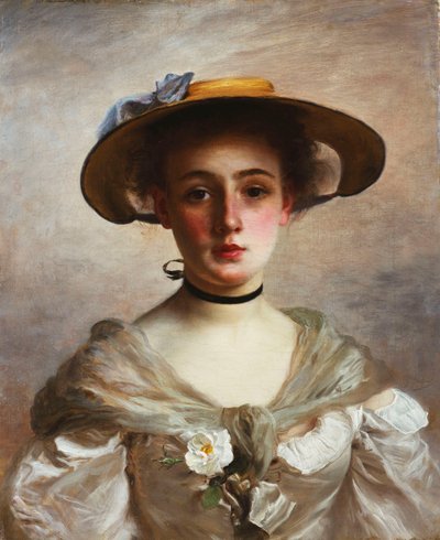 Ritratto di una giovane ragazza con cappello di paglia da Gustave Jacquet