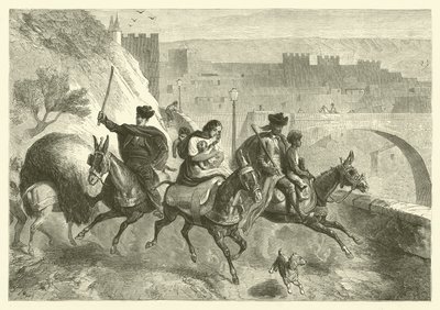 Zingari che lasciano Toledo dopo il mercato da Gustave Janet