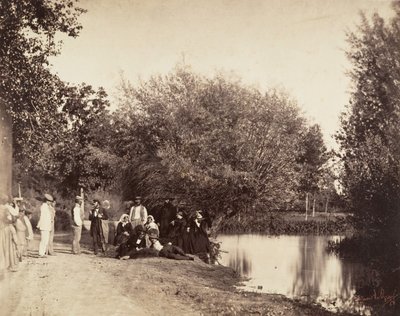 Scena vicino a uno stagno al mulino di Petit-Mourmelon, 1857 da Gustave Le Gray