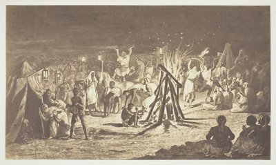Senza titolo [Dipinto dei falò al Camp de Chalons di Bénédict Masson], 1857 da Gustave Le Gray