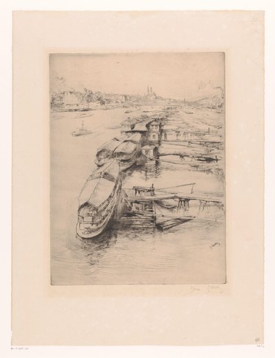 Barche ormeggiate ad Auteuil, Parigi da Gustave Leheutre (signed by artist)