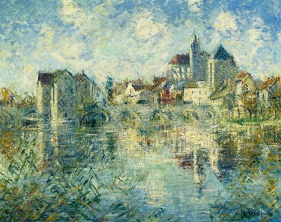 Moret-sur-Loing, il ponte e la chiesa, c.1935 da Gustave Loiseau