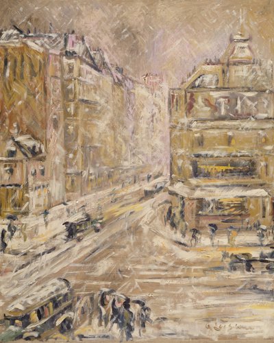 Rue de Clignancourt sotto la neve, 1924 da Gustave Loiseau