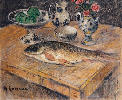 Natura morta con pesci, fiori e mele da Gustave Loiseau