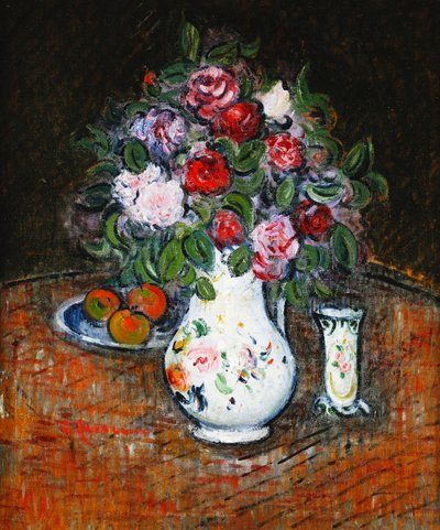 Vaso di fiori e ciotola di frutta; Vase de Fleurs et Bol de Fruits da Gustave Loiseau