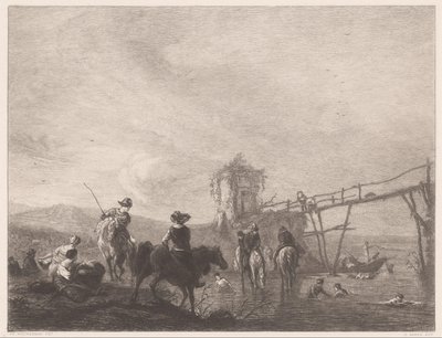 Figure riposanti e nuotanti su una riva da Gustave Marie Greux