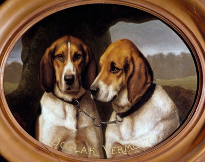Cani Dollar e Vermout. Ritratti di cani da caccia da Gustave Mohler
