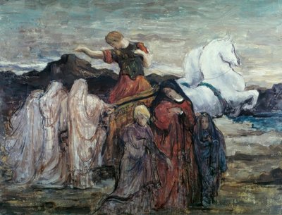 Faetonte e tre donne. Scena mitologica da Gustave Moreau