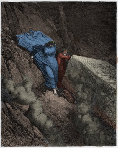 Inferno, Canto 11: La tomba ardente di Papa Anastasio II, illustrazione dalla Divina Commedia di Dante Alighieri, 1885 da Gustave after Dore