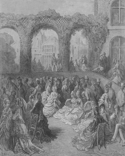 Una mattinata in un giardino aristocratico, Holland-House da Gustave after Dore