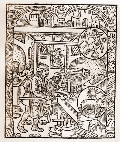 Calendario del pastore - I lavori dei mesi - Novembre - Xilografia dal libro del 1496 stampato da Guy Marchant (Guido Mercator) a Troyes - Incisione su legno in 