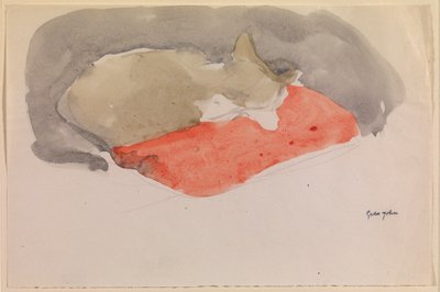 Gatto che dorme su un cuscino rosso da Gwen John