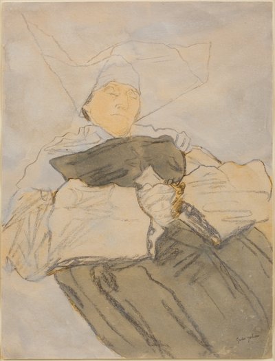 Monaca addormentata, 1916-18 circa (carboncino, acquerello e gouache) da Gwen John