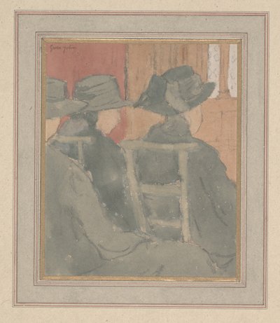 Donna e ragazza orfana in chiesa da Gwen John