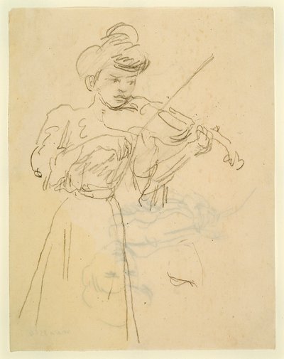 Donna in piedi che suona il violino da Gwen John