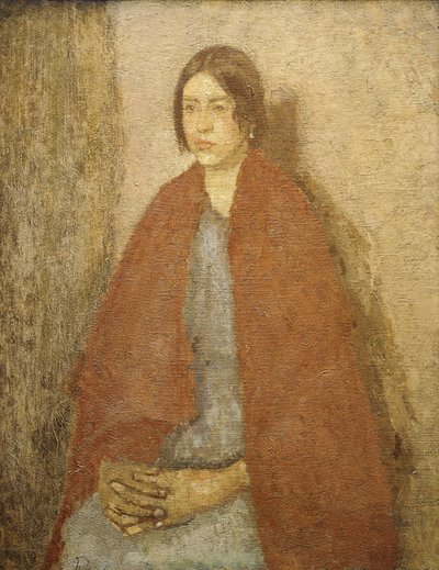 Giovane donna con scialle rosso da Gwen John