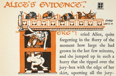 Lettera illuminata H con il Coniglio Bianco e vari animali in tribunale da Gwynedd M. Hudson