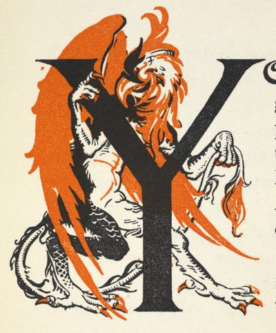Lettera Illuminata Y illustrata con il Grifone da Gwynedd M. Hudson