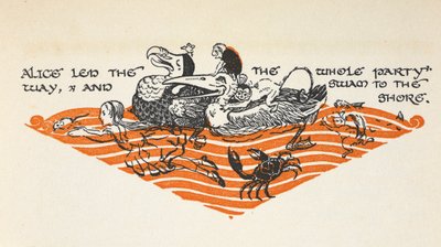 Illustrazione di Alice e gli animali che nuotano da 