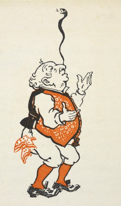 Illustrazione di un uomo elegantemente vestito che bilancia un serpente sul naso da Gwynedd M. Hudson