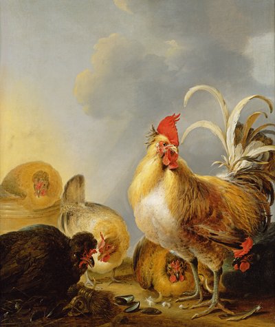 Un gruppo di pollame da cortile da Gysbert Hondecoeter