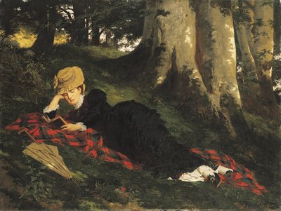 Donna che legge in una foresta da Gyula Benczúr