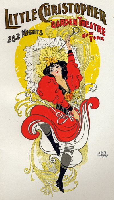 Danza. Ballerina di cancan. Poster di H.A. Thomas per uno spettacolo al Little Christopher Theatre, New York da H.A. Thomas