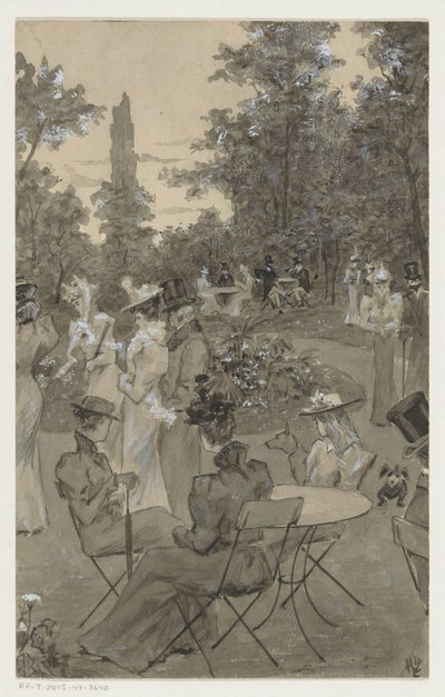 Persone che si ricreano in un parco da H.C. Louwerse (signed by artist)