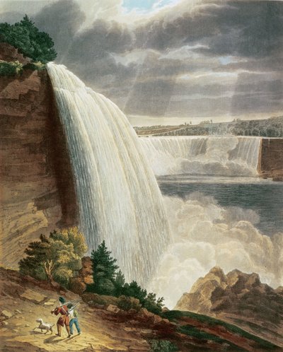 Cascate del Niagara, parte della cascata americana dal piede della scala, inciso da J. Hill, pub. da H.L.Megarcy da H.J. Bennett
