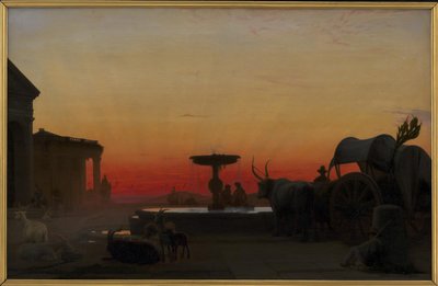 Una Piazza ad Ariccia, Italia. Dopo il Tramonto da H.J. Hammer